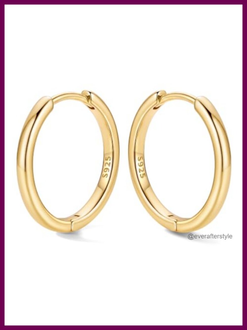 925 Sterling Silver Gold Plated Huggies Earrings Hypoallergenic Women Small Hoop